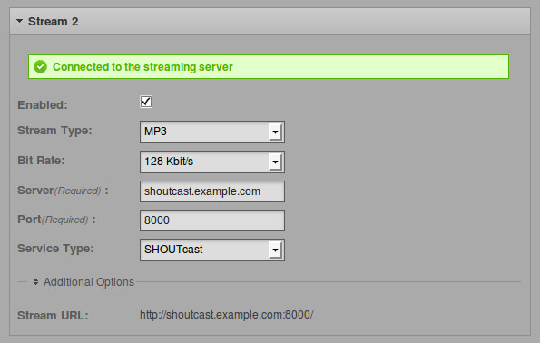 how find url to stream shoutcast server