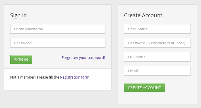 Sign in or create account