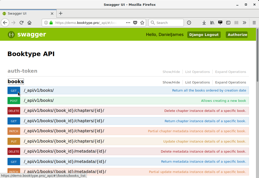 Booktype API details