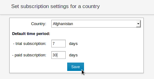 Subscription settings