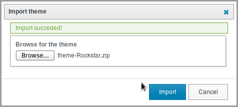 Theme import succeeded