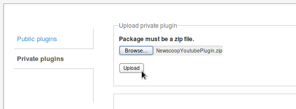 Upload private plugin