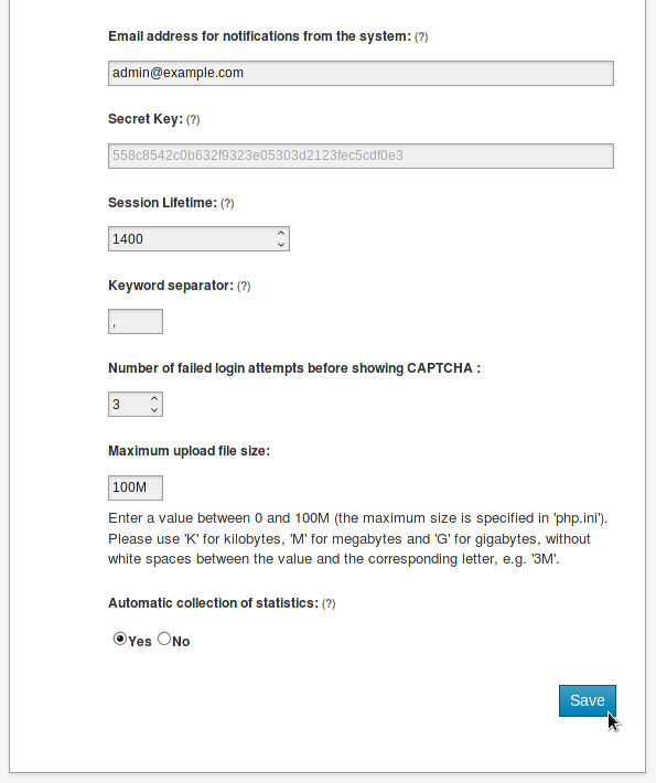 General settings