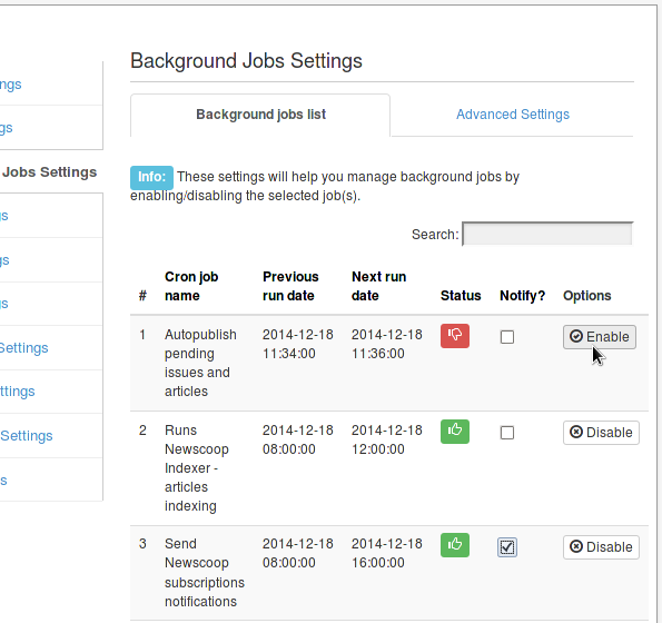 Background Job Settings