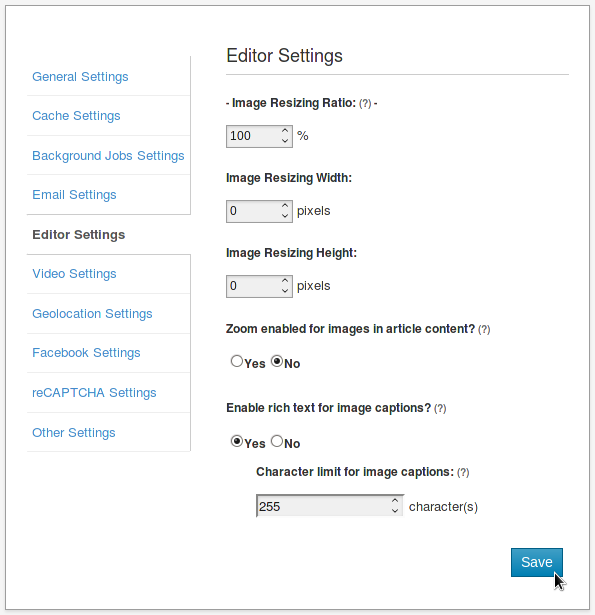 Editor settings