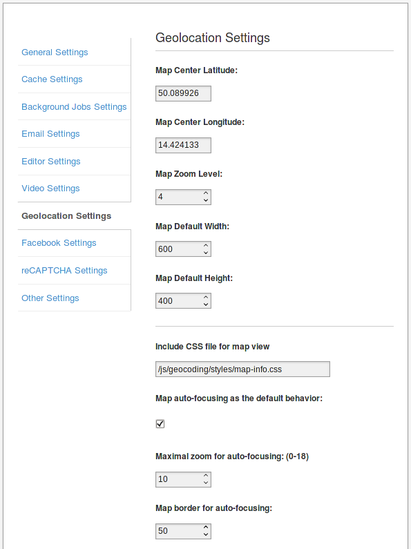 Geolocation settings