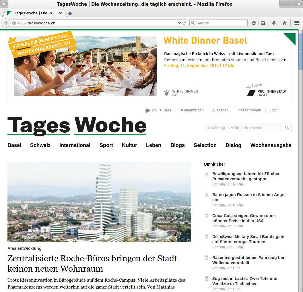 TagesWoche homepage